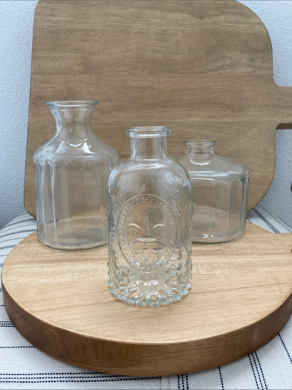 SALE! 40% Off Clear Decorative Glass Bottle Vase - Clear Set of 3